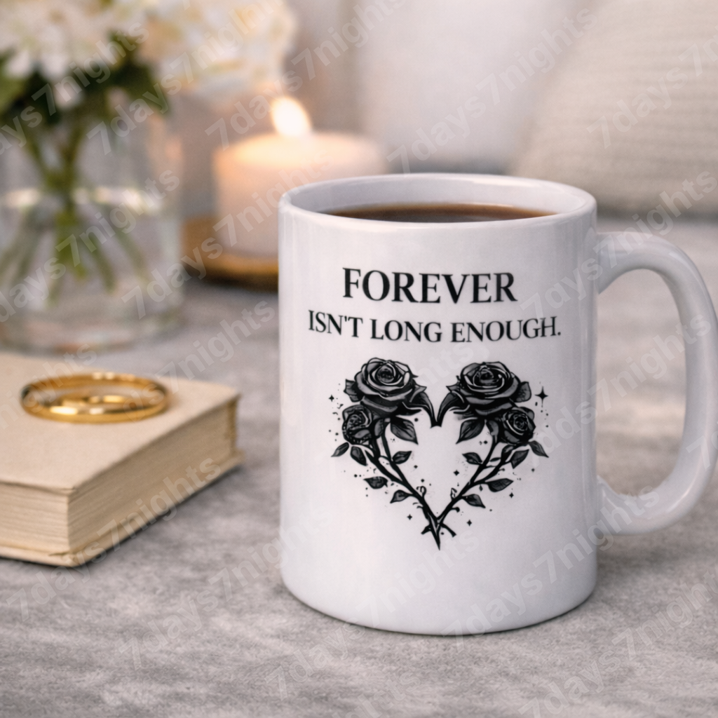 Couples romantic coffee mug with candle and wedding rings